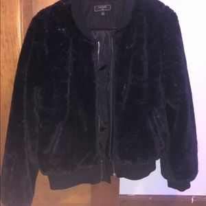 Fake fur bomber jacket